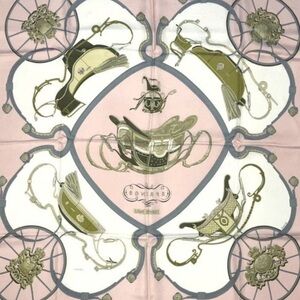 Hermès 'Springs' Equestrian Silk Scarf - Pink & Gold